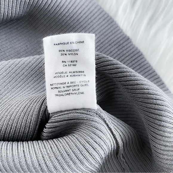 HELMUT LANG Ring Cutout Mockneck Pullover Top Gray Ling Sleeve Sweater - Picture 11 of 15